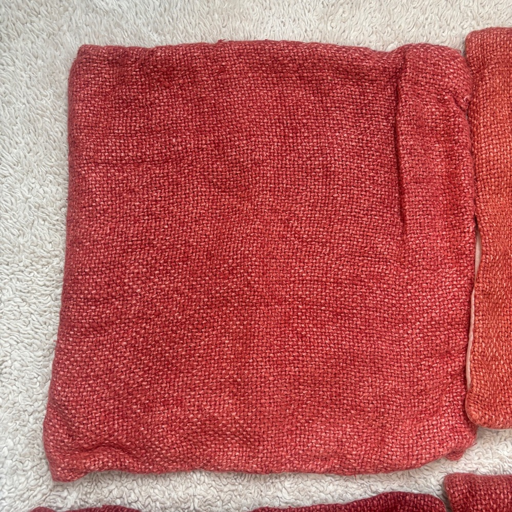 4 Pottery Barn Faye Linen Square Throw Pillow Cover orange rust color
